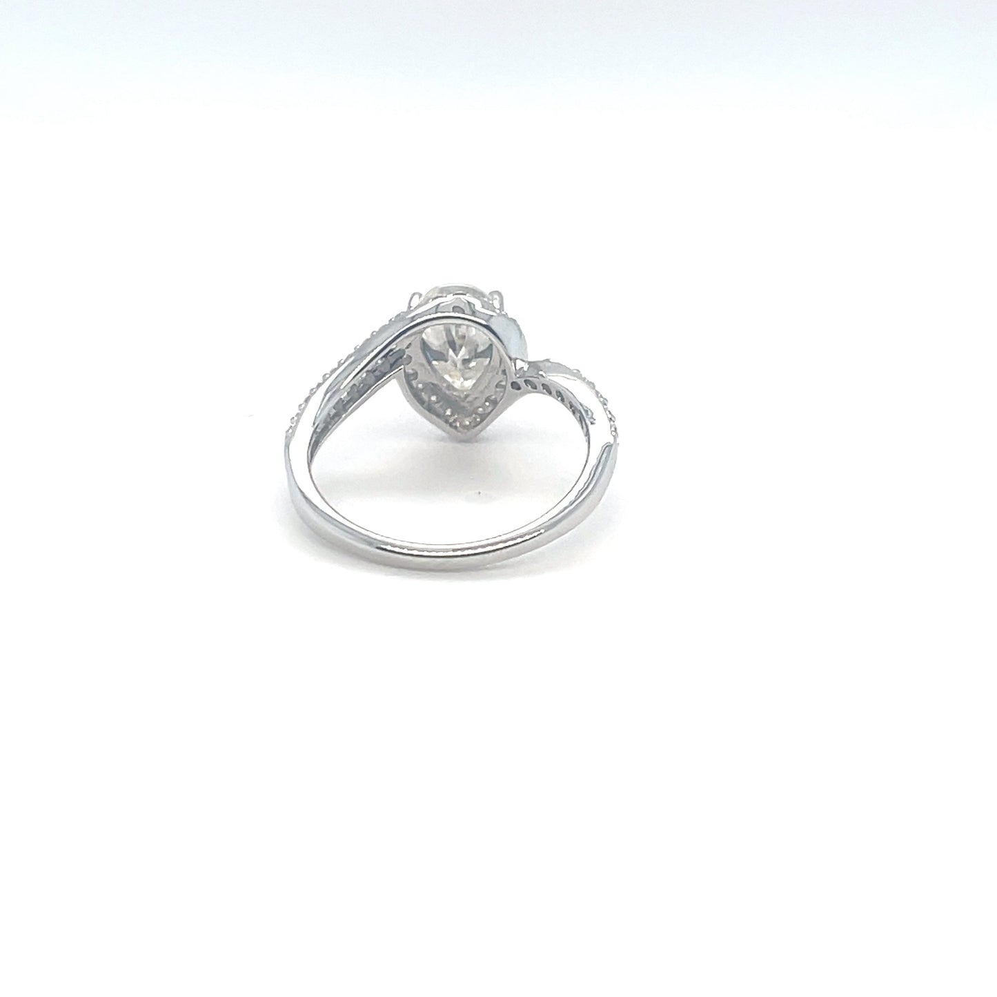 Pear Accented Ring 2CT | Rhodium Plated Sterling Silver | Moissanite | Through Thick & Thin