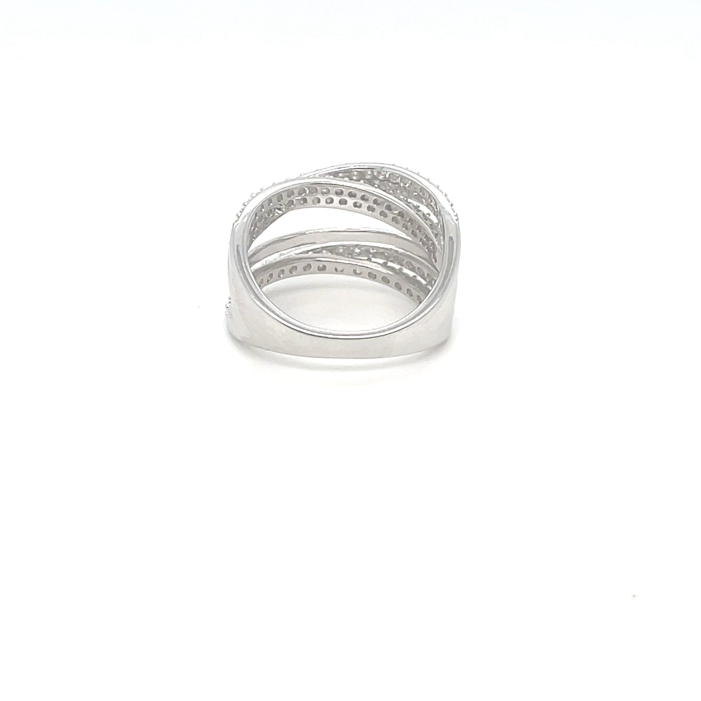 5 Band Criss-Cross Accented Ring | Rhodium Plated Sterling Silver | Moissanite | Through Thick & Thin