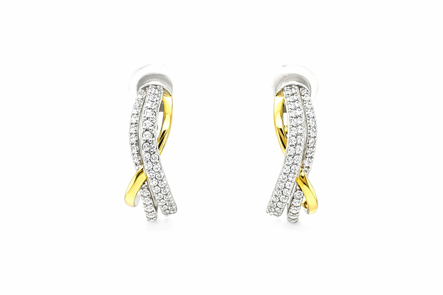 TTT 14KT Gold Plated, Sterling Silver Earrings w/Moissanite Gemstones