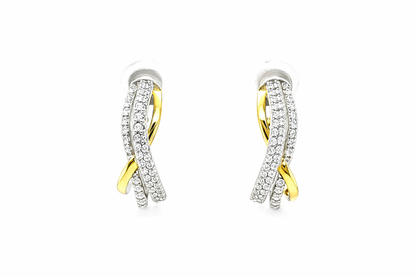 TTT 14KT Gold Plated, Sterling Silver Earrings w/Moissanite Gemstones