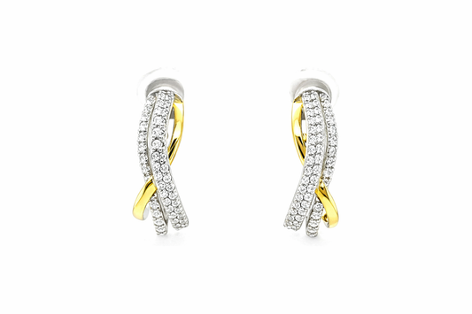 TTT 14KT Gold Plated, Sterling Silver Earrings w/Moissanite Gemstones