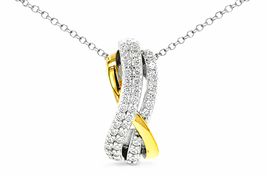 TTT Two Tone, Platinum Plated, Sterling Silver Pendant w/Moissanite Gemstones.