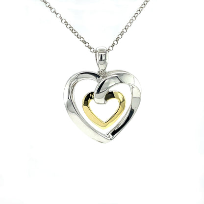 Gold & Platinum Heart Pendant | 14K Gold & Platinum Plated Sterling Silver | Moissanite | Power of Love