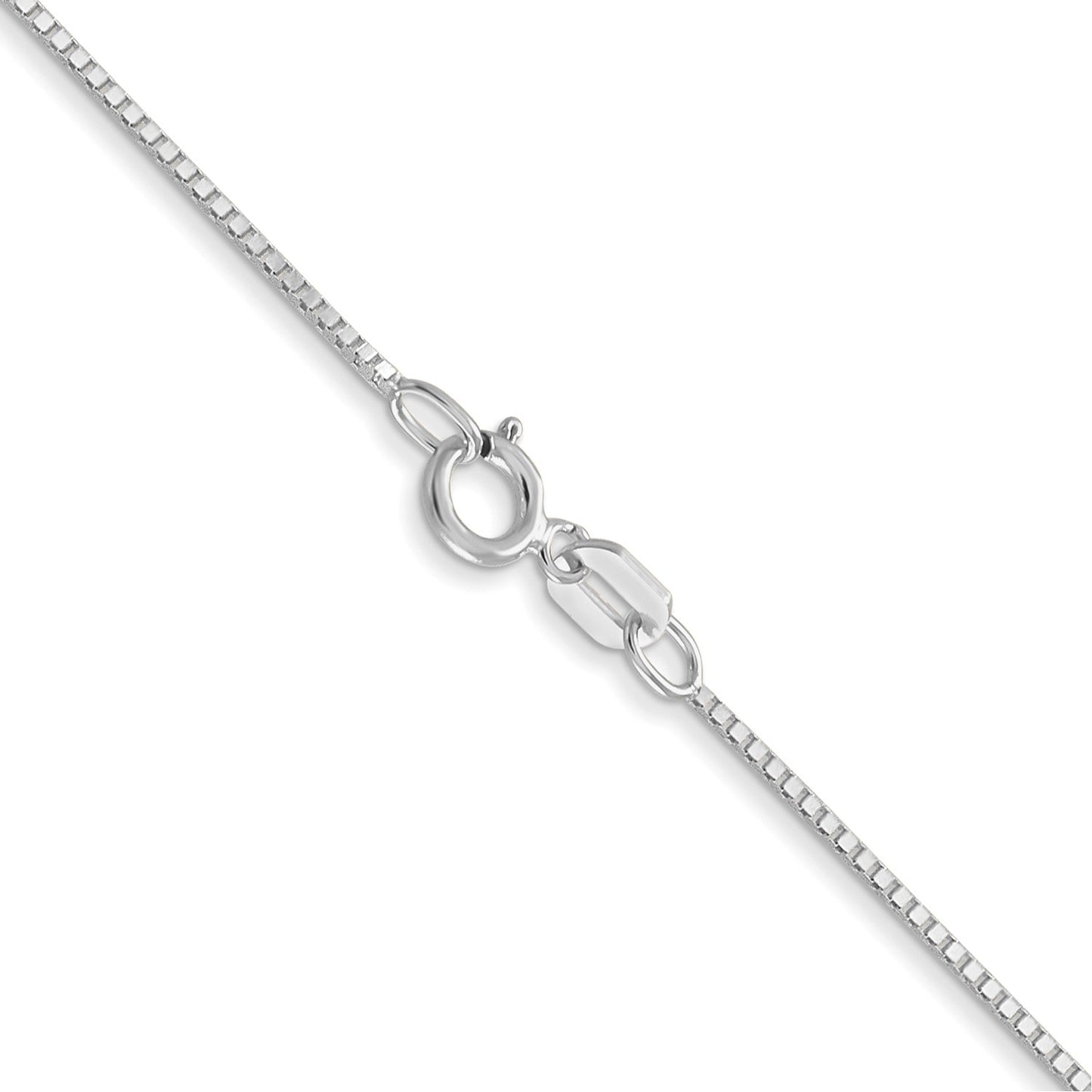 14K White Gold 18 inch .7mm Box with Spring Ring Clasp Chain