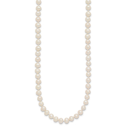 PGN 14k 4-5mm White Near-Round Freshwater Cultured Pearl 16 inch Necklace