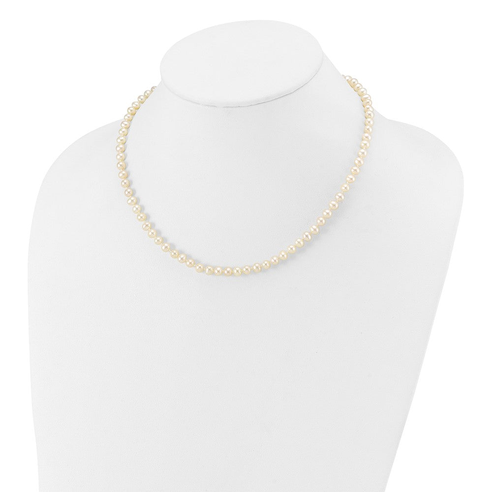 PGN 14k 4-5mm White Near-Round Freshwater Cultured Pearl 16 inch Necklace