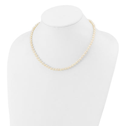 PGN 14k 4-5mm White Near-Round Freshwater Cultured Pearl 16 inch Necklace