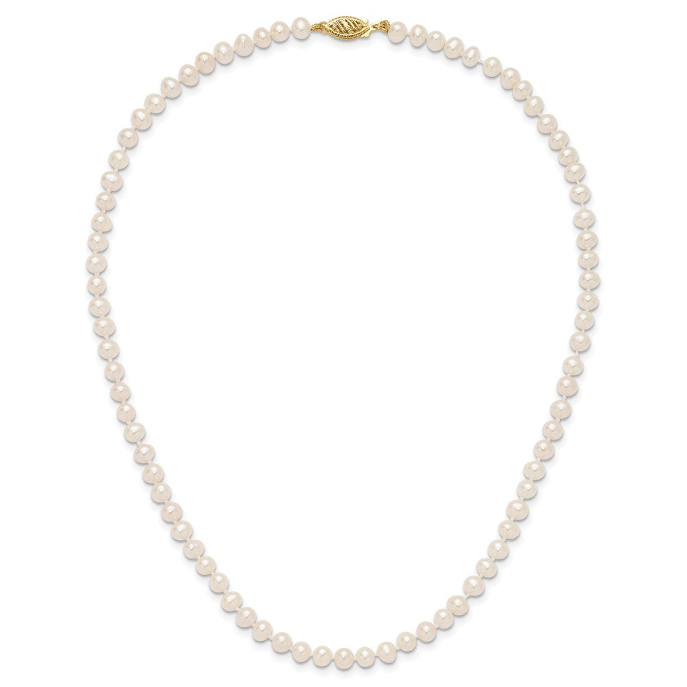 PGN 14k 4-5mm White Near-Round Freshwater Cultured Pearl 16 inch Necklace