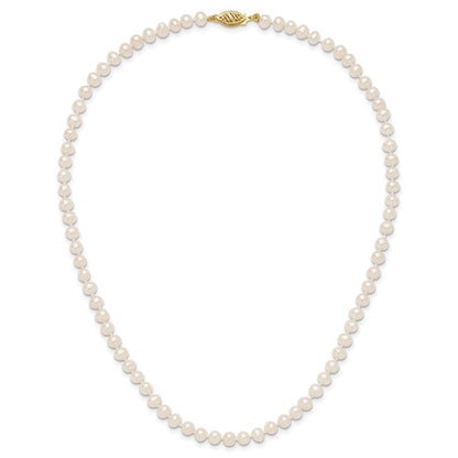 PGN 14k 4-5mm White Near-Round Freshwater Cultured Pearl 16 inch Necklace