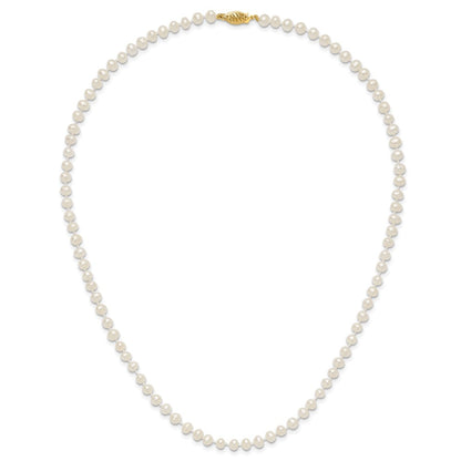 PGN 14k 4-5mm White Near-Round Freshwater Cultured Pearl 18 inch Necklace