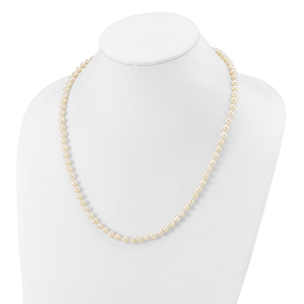 PGN 14k White Gold 5-6mm White Near Round Freshwater Cultured Pearl 20 inch Necklace
