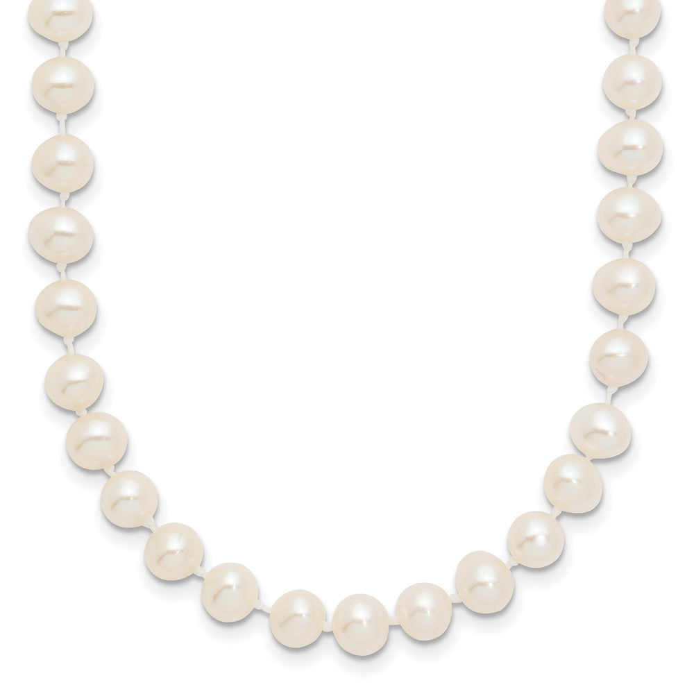 PGN 14k White Gold 5-6mm White Near Round Freshwater Cultured Pearl 20 inch Necklace