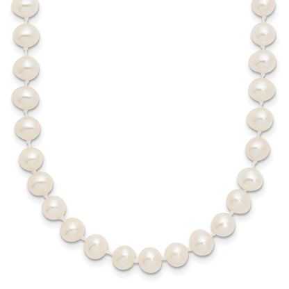PGN 14k White Gold 5-6mm White Near Round Freshwater Cultured Pearl 20 inch Necklace