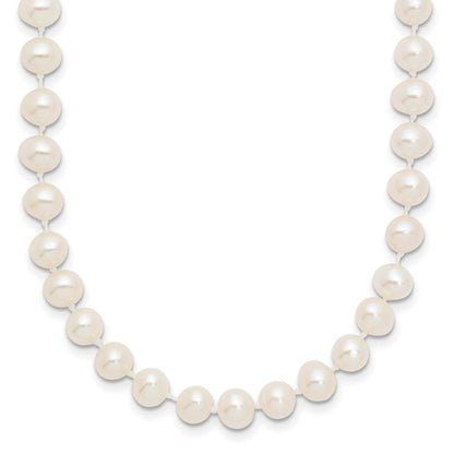 PGN 14k White Gold 5-6mm White Near Round Freshwater Cultured Pearl 20 inch Necklace