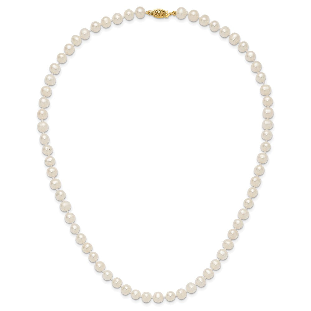 PGN 14k 6-7mm White Near-Round Freshwater Cultured Pearl 18 inch Necklace