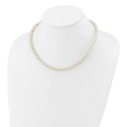 PGN 14k White Gold 6-7mm White Near Round Freshwater Cultured Pearl 16 inch Necklace