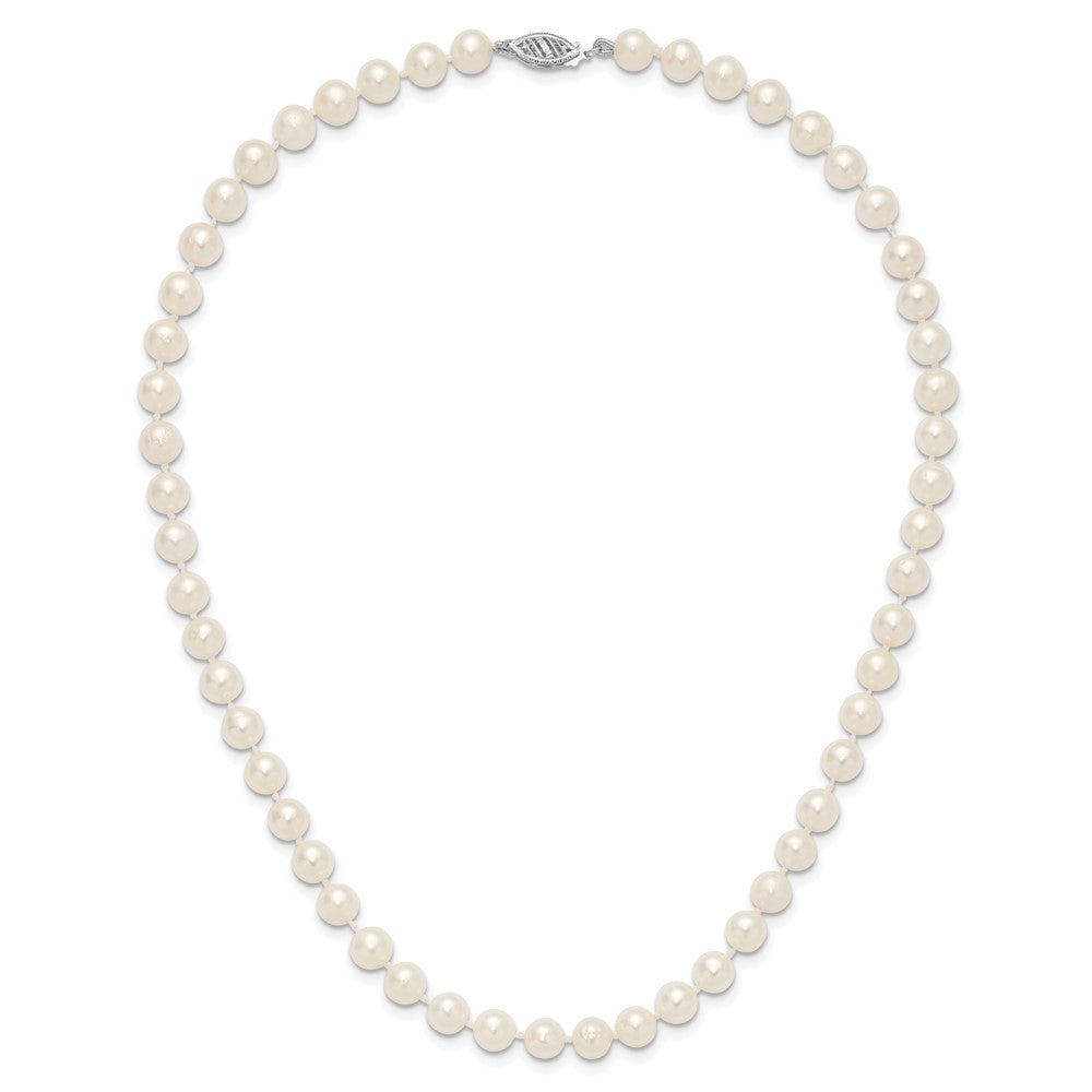 PGN 14k White Gold 6-7mm White Near Round Freshwater Cultured Pearl 16 inch Necklace