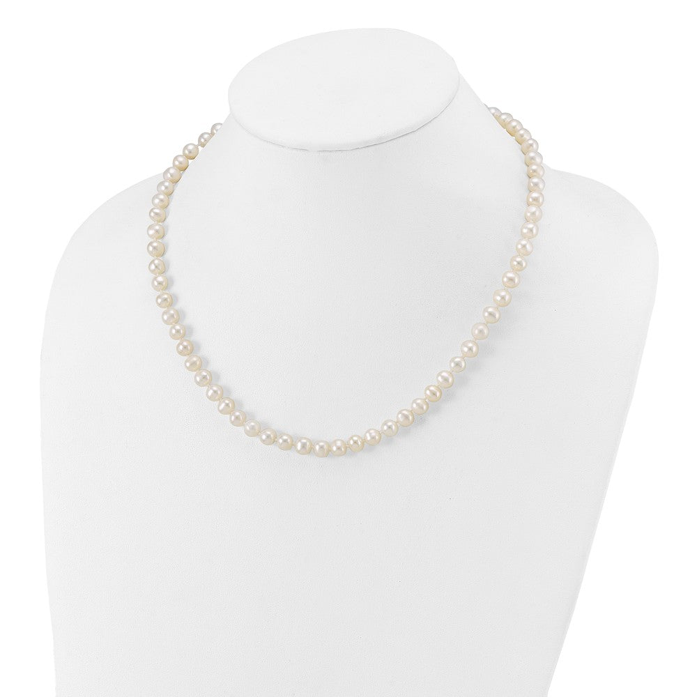 PGN 14k White Gold 6-7mm White Near Round Freshwater Cultured Pearl 18 inch Necklace