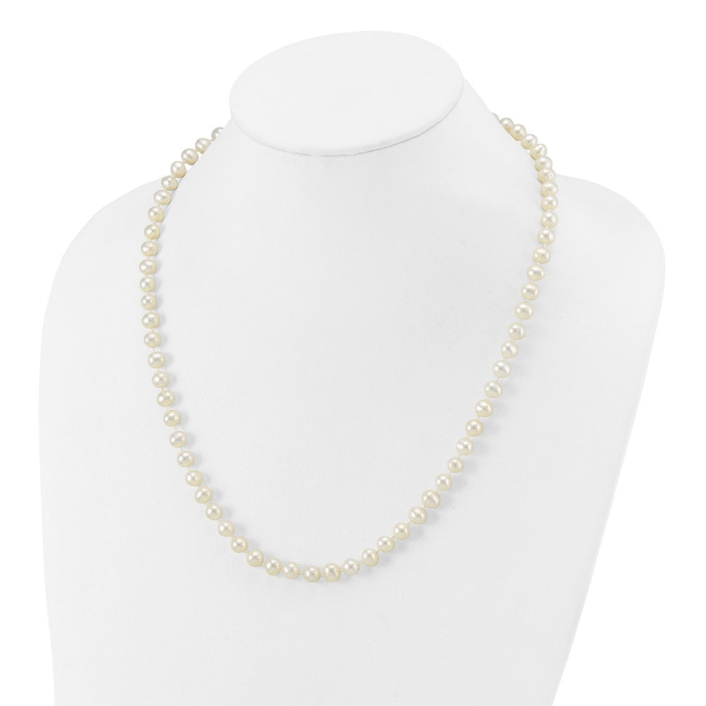 PGN 14k White Gold 6-7mm White Near Round Freshwater Cultured Pearl 20 inch Necklace