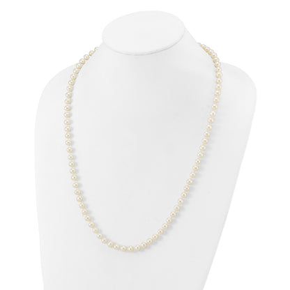 PGN 14k White Gold 6-7mm White Near Round Freshwater Cultured Pearl 24 inch Necklace