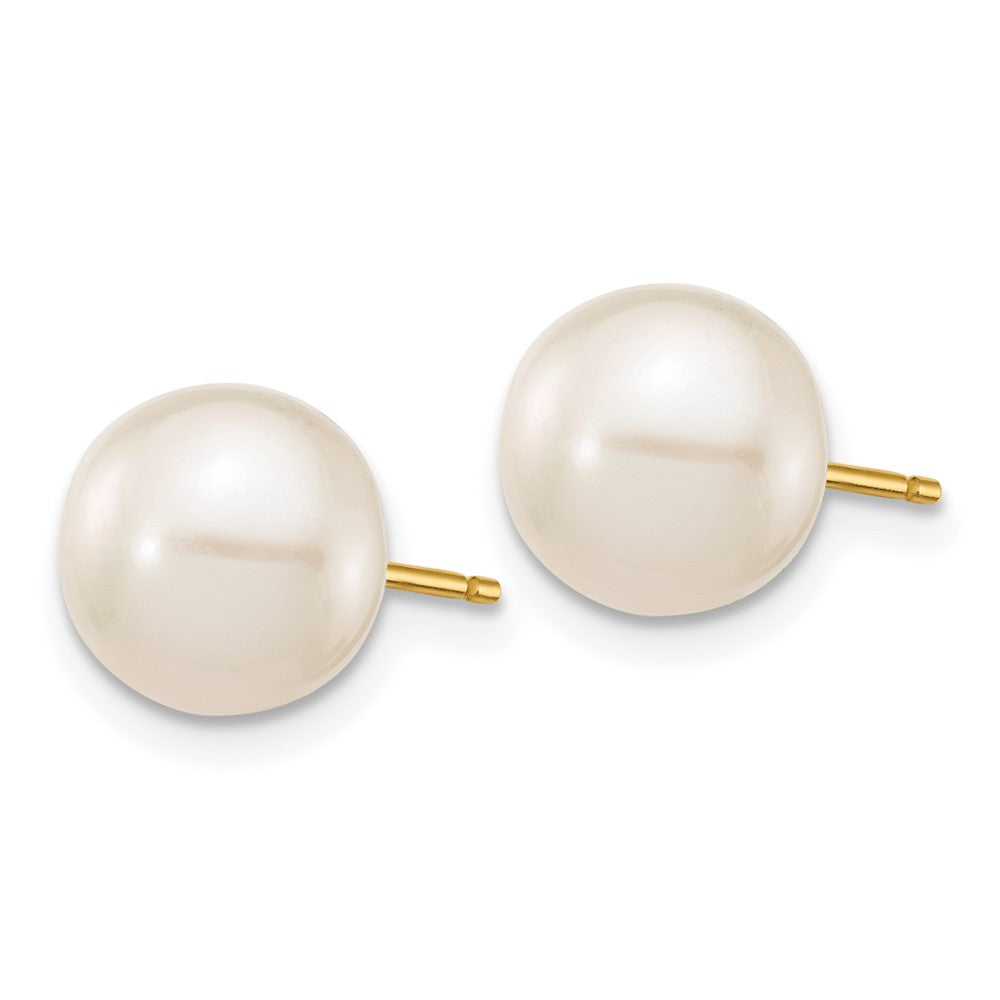 PGE 14k 8-9mm White Round Freshwater Cultured Pearl Stud Post Earrings