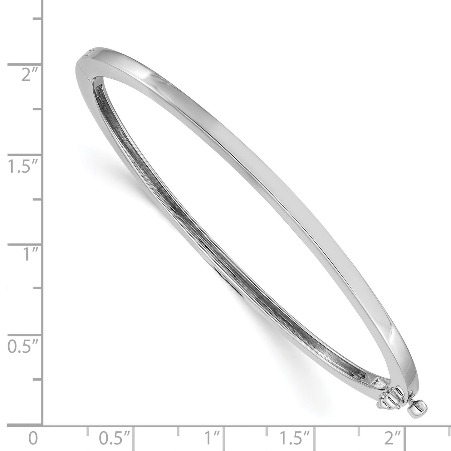 14k White Gold 2.5mm Polished Solid Hinged Bangle