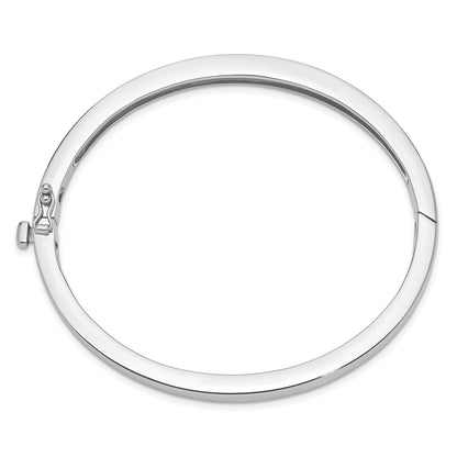 14k White Gold 5.3mm Polished Solid Hinged Bangle Bracelet