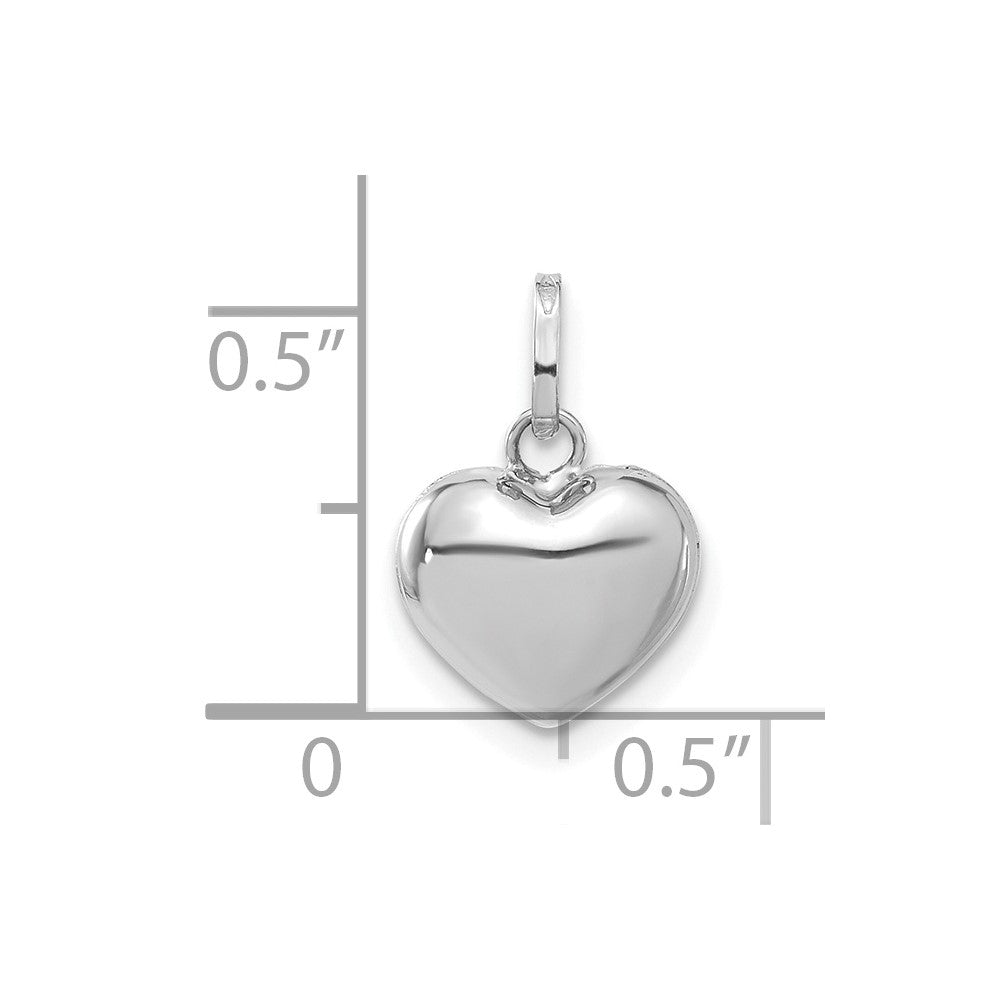 GP 14k White Gold 3-D Puffed Heart Pendant