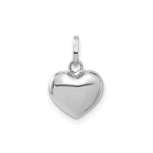 14k White Gold 3D Puffed Heart Pendant