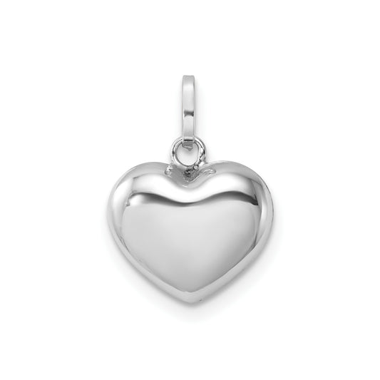 14k White Gold 3D Puffed Heart Pendant