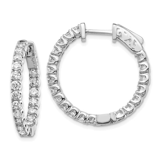 LGWE 14k White Gold 2 carat Lab Grown Diamond VS/SI+ G+ Round Complete In and Out Safety Clasp Hoop Earrings