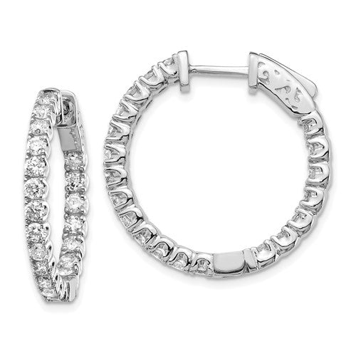 LGWE 14k White Gold 2 carat Lab Grown Diamond VS/SI+ G+ Round Complete In and Out Safety Clasp Hoop Earrings