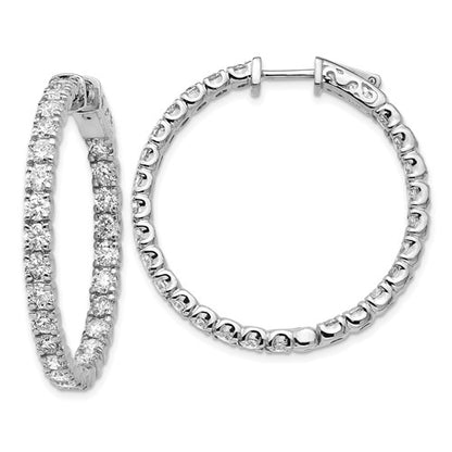 LGWE 14k White Gold 4 7/8 carat Lab Grown Dia VS/SI+ G+ Round In and Out Safety Clasp Hoop Earrings