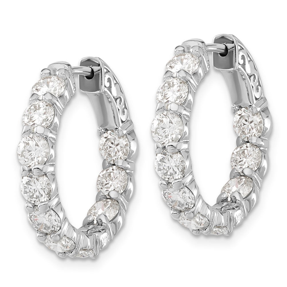 14k White Gold 4 1/3 carat Lab Grown Diamond VS/SI+ G+ Round Complete Safety Clasp Hoop Earrings