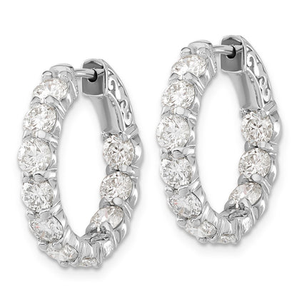 14k White Gold 4 1/3 carat Lab Grown Diamond VS/SI+ G+ Round Complete Safety Clasp Hoop Earrings