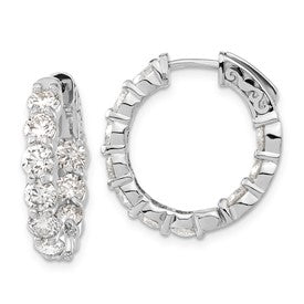 14k White Gold 4 1/3 carat Lab Grown Diamond VS/SI+ G+ Round Complete Safety Clasp Hoop Earrings