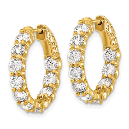 14k 4 1/3 carat Lab Grown Diamond VS/SI+ G+ Round Complete Safety Clasp Hoop Earrings