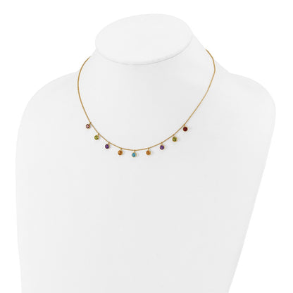 GGN 14K Amethyst/Citrine/Garnet/Peridot/Blue Topaz 16 inch Necklace Plus 2 inch Extender