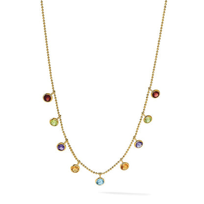 GGN 14K Amethyst/Citrine/Garnet/Peridot/Blue Topaz 16 inch Necklace Plus 2 inch Extender