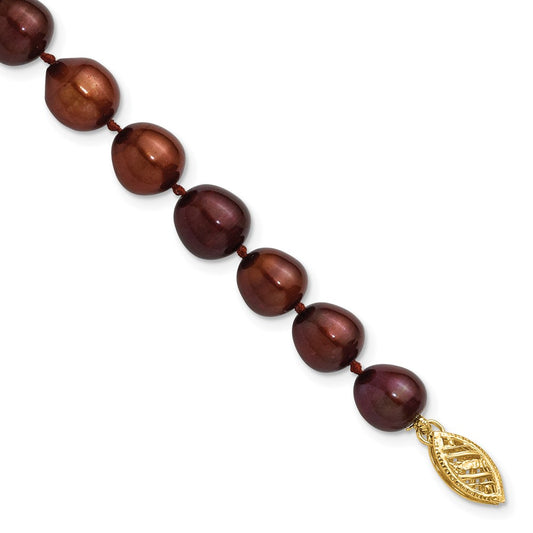 PGB 14k 7-8mm Brown Rice Freshwater Cultured Pearl 7.25 inch Bracelet