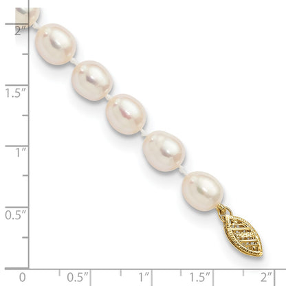 PGB 14k 7-8mm White Rice Freshwater Cultured Pearl 7.5 inch Bracelet
