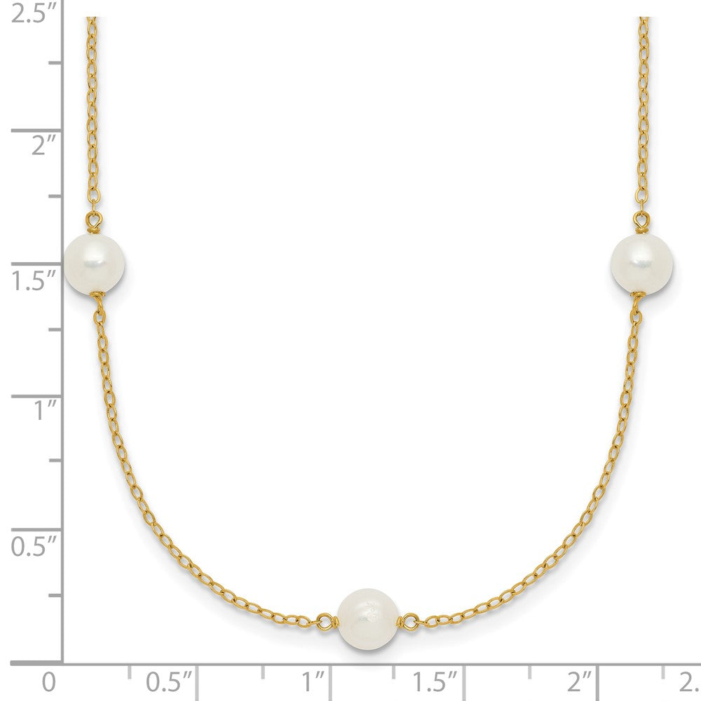 PGN 14k 5-6mm White Near-Round Freshwater Cultured Pearl 7-Station 16 inch Necklace