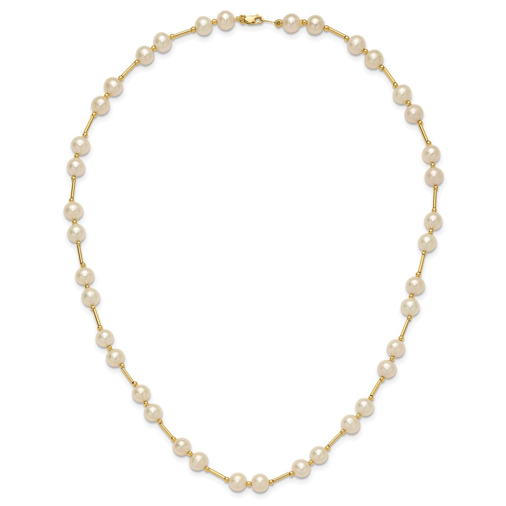 PGN 14k 6-7mm White Near-Round Freshwater Cultured Pearl Beaded 18 inch Necklace