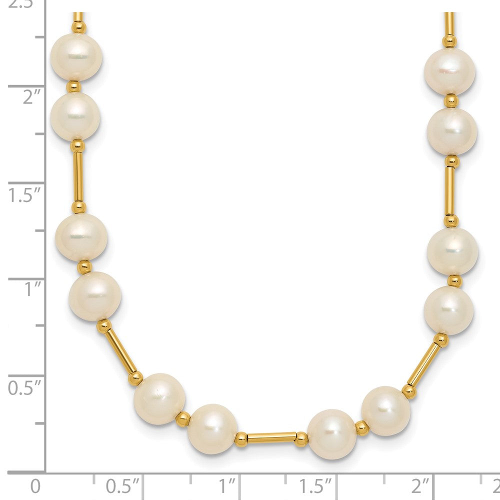 PGN 14k 6-7mm White Near-Round Freshwater Cultured Pearl Beaded 18 inch Necklace
