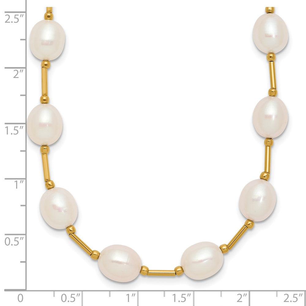 PGN 14k 7-8mm White Rice Freshwater Cultured Pearl Beaded 18 inch Necklace
