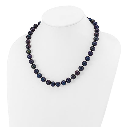 PGN 14k White Gold 10-11mm Black Near-Round Freshwater Cultured Pearl 18 inch Necklace