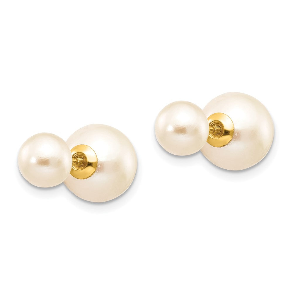 PGE 14k 6-7mm and 9-10mm White Round Freshwater Cultured Pearl Screwback Post Earrings