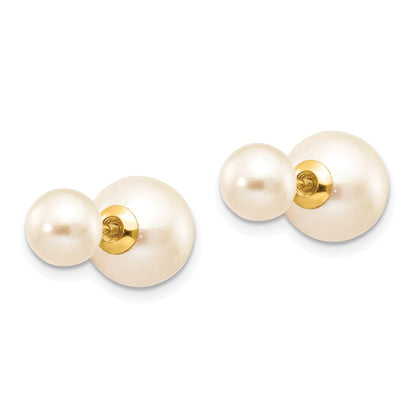 PGE 14k 6-7mm and 9-10mm White Round Freshwater Cultured Pearl Screwback Post Earrings