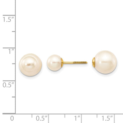 PGE 14k 6-7mm and 9-10mm White Round Freshwater Cultured Pearl Screwback Post Earrings
