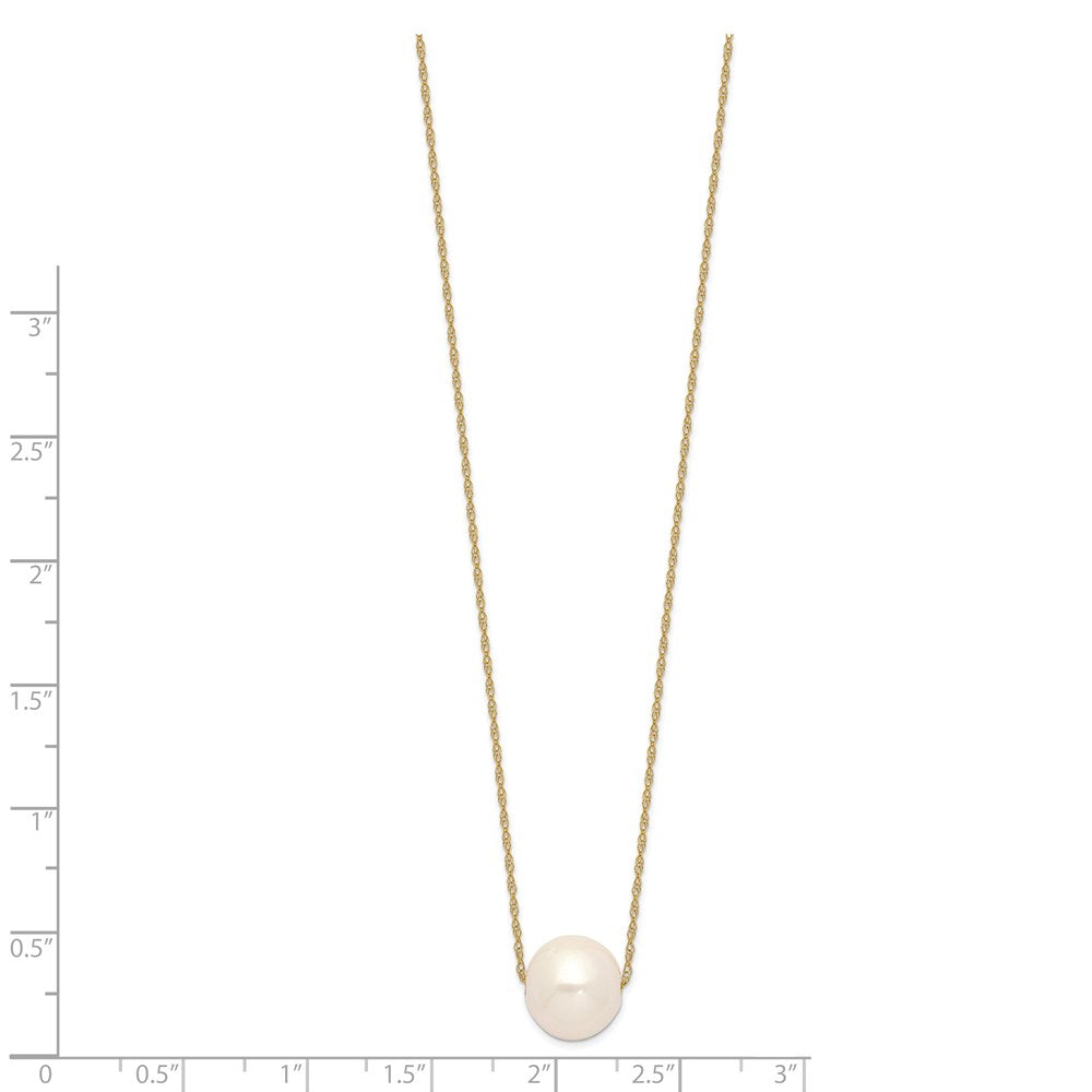 PGN 14k 10-11mm White Semi-Round Freshwater Cultured Pearl 17 inch Cable Necklace